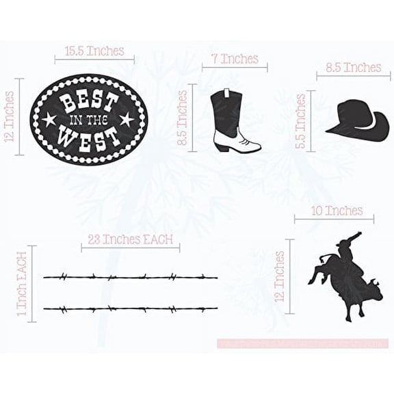 Cowboy Bull Riding Set Wall Decal Stickers Vinyl Art Bedroom Décor Black