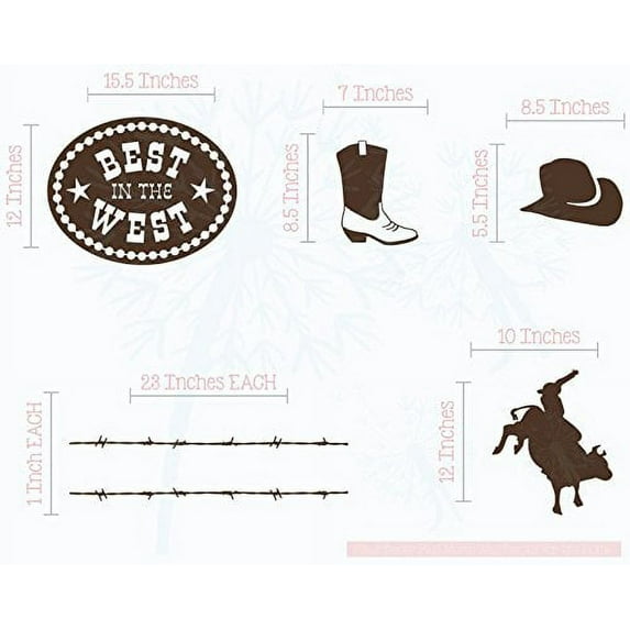 Cowboy Bull Riding Set Wall Decal Stickers Vinyl Art Bedroom Décor Chocolate Brown