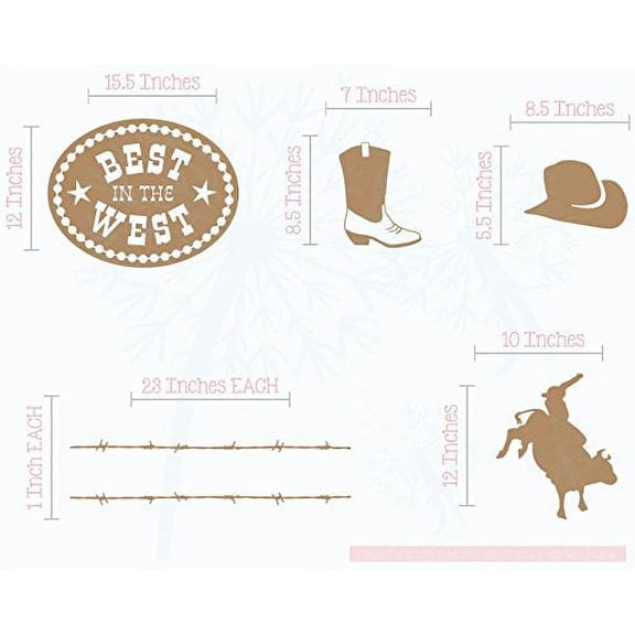 Cowboy Bull Riding Set Wall Decal Stickers Vinyl Art Bedroom Décor Tan