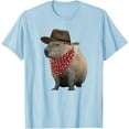 thumbnail image 1 of Cowboy Capybara Funny Howdy Capy Unisex T-Shirt for Men Women Kids Toddler,Light Blue Color,Size 5XL, 1 of 5