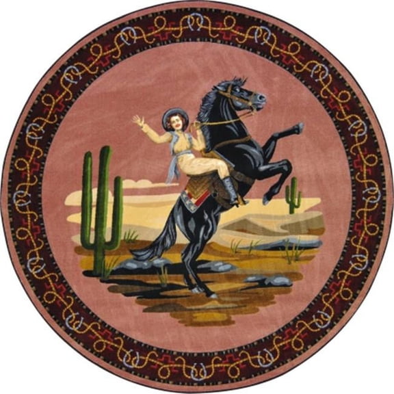 Cowboy Carpets Happy Trails Round Western Area Rugs Multi Color - 5 ft. 4 in.