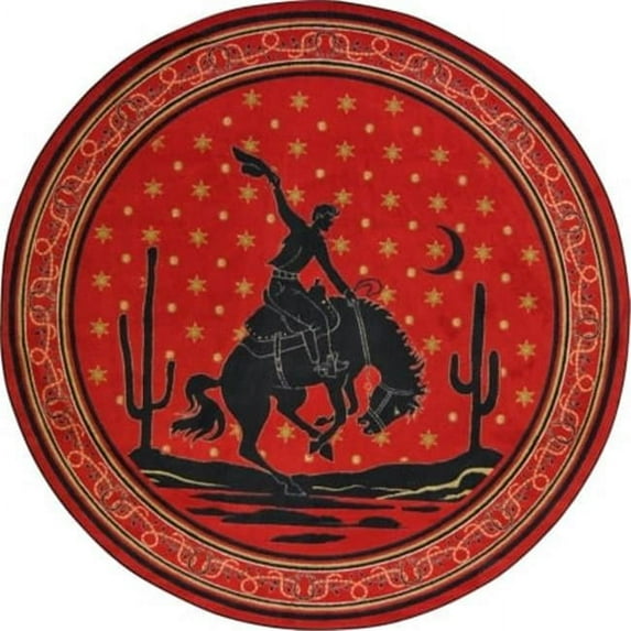 Cowboy Carpets Midnight Bronco Round Western Area Rugs Multi Color - 5 ft. 4 in.