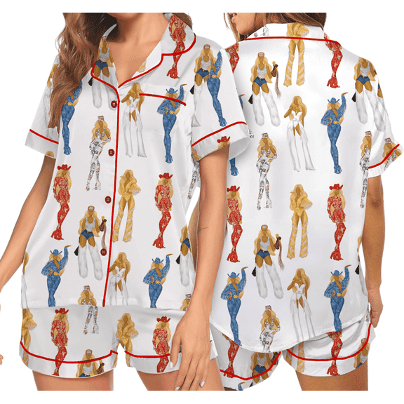 Cowboy Carter Tour Silky Satin Pajama Set For Women
