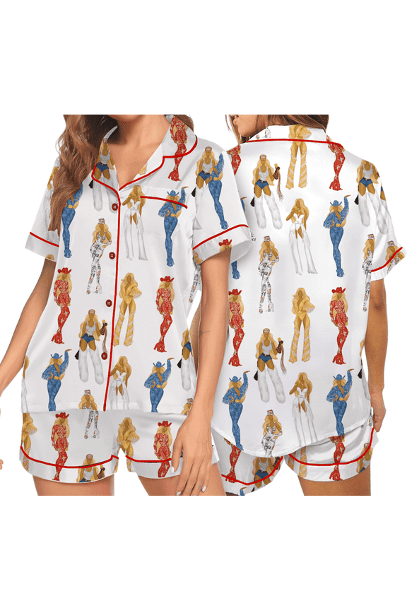 Cowboy Carter Tour Silky Satin Pajama Set For Women
