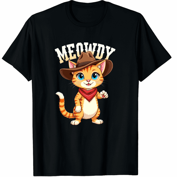 Cowboy Cat Meowdy Graphic Cat Kitten Lovers Apparel T-Shirt for Men and Women