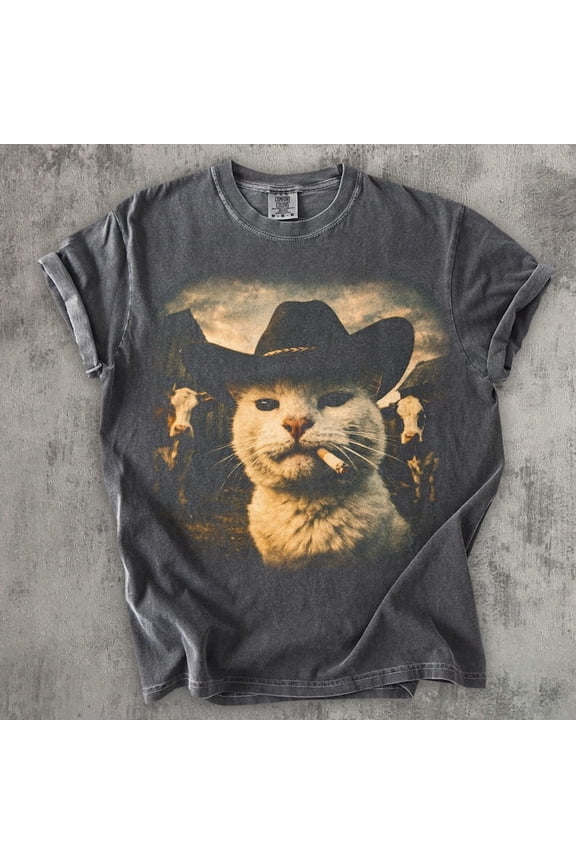 Cowboy Cat Shirt, Western Silly Cat Shirt, Y2k Weird Cat Shirt, Comfort Color Kittens Shirt, Funny Meme Cat Shirt, Cat Lover Shirt, Cat Mom Shirt