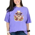 thumbnail image 1 of Cowboy Cat T-Shirt, Cat with Cowboy Hat Shirt, Funny Cat Lover Gift, Cute Feline Tee, Cactus and Cat Graphic Tee, Animal Lover Top, Violet Comfort Colors T-Shirt, Small, 1 of 1