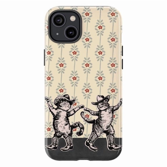Cowboy Cats Phone Case, Retro Western Dancing Cat Design, Funny Vintage Cowboy Boots iPhone Cover for iPhone 17 16 15 14 13 12 11 Pro Plus Mini