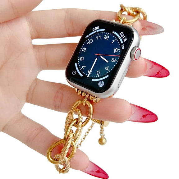 Cowboy Chain Bands for Apple Watch 49mm 46mm 45mm 44mm 42mm 41mm 40mm 38mm, Stainless Steel Bracelet Metal Link Strap with Adjustable Clasp Compatible with iWatch Series 10 9 8 7 6 5 4 3 2 SE Ultra