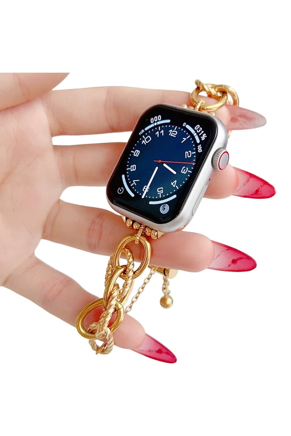 Cowboy Chain Bands for Apple Watch 49mm 46mm 45mm 44mm 42mm 41mm 40mm 38mm, Stainless Steel Bracelet Metal Link Strap with Adjustable Clasp Compatible with iWatch Series 10 9 8 7 6 5 4 3 2 SE Ultra