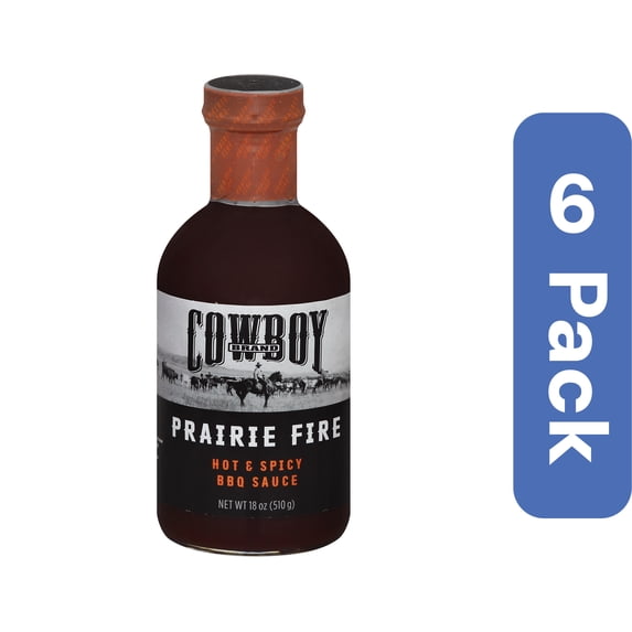 Cowboy Charcoal Fire & Hot Spicy BBQ Sauce 18 oz (Pack of 6)