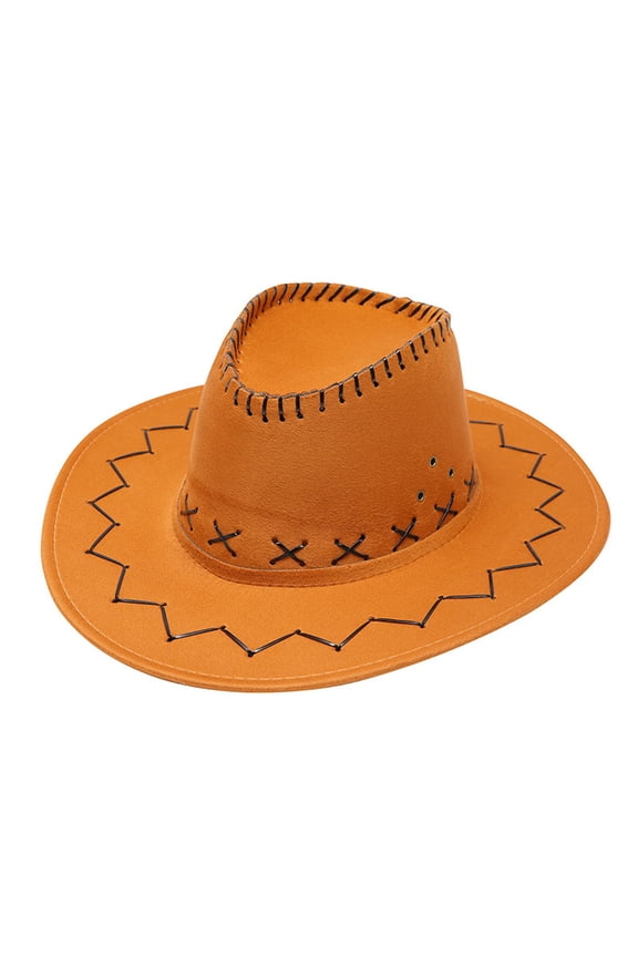 Cowboy Chic, Adult Casual Solid Suture Cowboy Hat, Wide Brim Summer Sun Cap, Travel One Size, Size One Size Men's Women's Western Straw Cowboy Hat