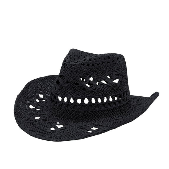 Cowboy Chic, Audhol Soft Beach Hats Women's Outdoor Sun Hats Fashionable Hats Hand Woven Hats Cowboy Hat Black One Size