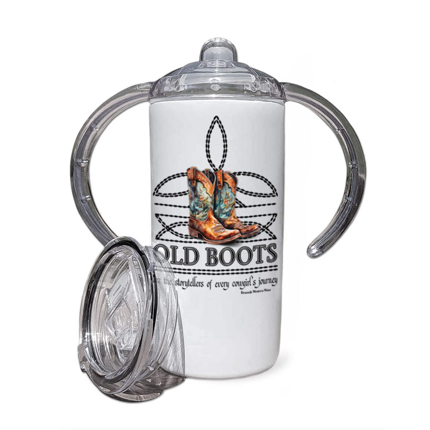OLD BOOTS - Infant  Toddler Boot Stitch Sippy Cup
