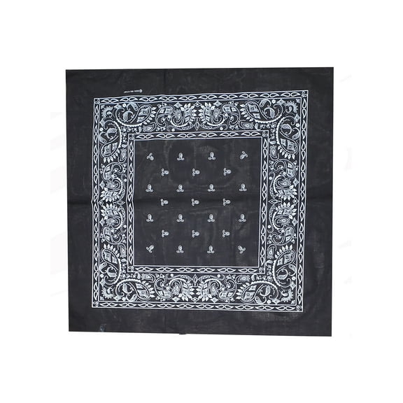 Cowboy Cotton Bandana Scarf Paisley Solid, Paisley Black
