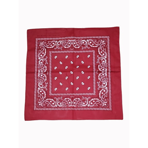 Cowboy Cotton Bandana Scarf Paisley Solid, Paisley Burgundy