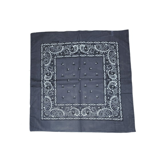 Cowboy Cotton Bandana Scarf Paisley Solid, Paisley Dark Grey