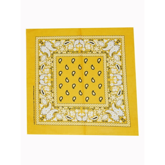 Cowboy Cotton Bandana Scarf Paisley Solid, Paisley Gold