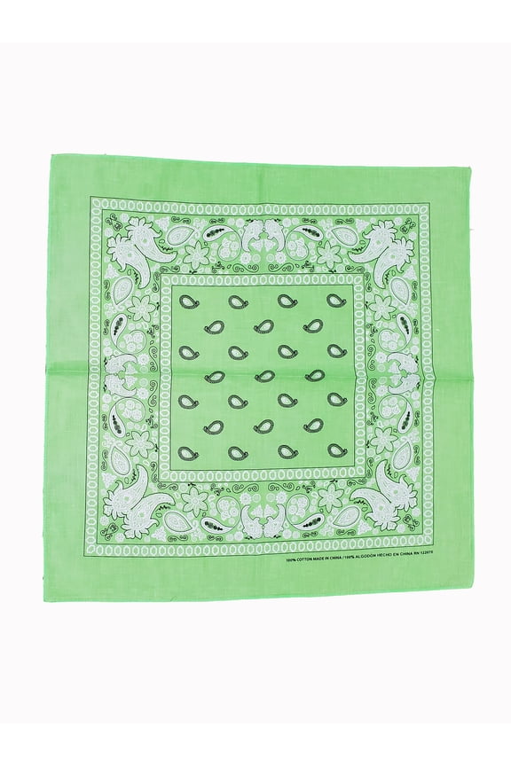 Cowboy Cotton Bandana Scarf Paisley Solid, Paisley Lime