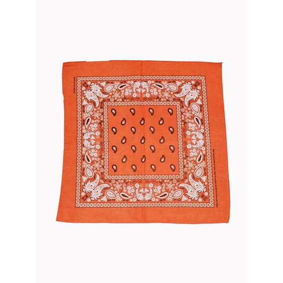 Cowboy Cotton Bandana Scarf Paisley Solid, Paisley Orange