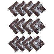 Cowboy Cotton Dozen Bandana Scarf Paisley Solid 12 Pack, Paisley Brown