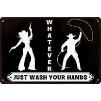 Cowboy Cowgirl Bathroom Metal Sign, Vintage Restroom Door Sign Funny Rustic Western Themed Metal Wall Decor for Farmhouse Cafe Bar Pubs Clubs Size: 8 x 12 inch