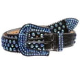 thumbnail image 1 of Cowboy Cowgirl Classic Western Rhinestone Bling Studded Diamond Leather Belt, 1 of 4