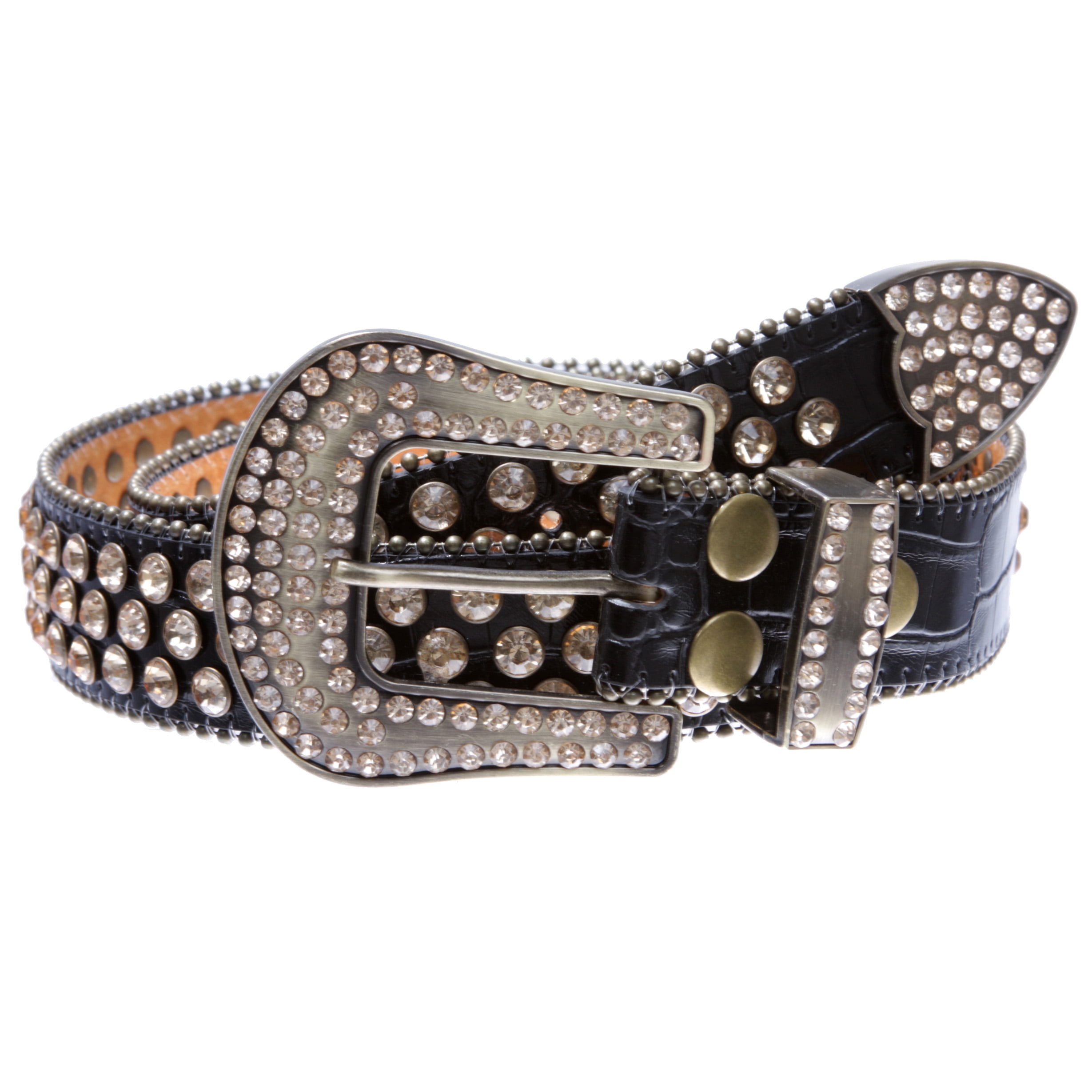 Rhinestone Belt Western Leather Bling Black Diamond Studded RGWYGCG Womens Men Rhinestone Western Belts Bling Cowgirl  main image 4