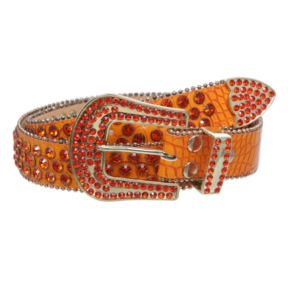Cowboy Cowgirl Classic Western Rhinestone Bling Studded Diamond Leather Belt