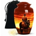 thumbnail image 1 of Cowboy Cremation Urn For Adult Ashes – Cowboy Sunset Memorial Urn Human Ash Funeral- Large Adult Male Memorial Ash Urns - Urns For Ashes For Female - Size 10 Inch 1pcs, 1 of 7