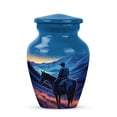 thumbnail image 1 of Cowboy Cremation Urn For Human Ashes Small Keepsake, Blue Mini Urns For Cremated Remains, Small Urn For Adults, Tiny Urns For Adult Human Ashes Ground Burial, 3 Inch, 1 of 7