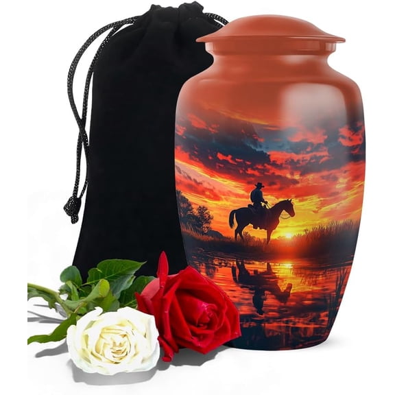 Cowboy Cremation Urn, Urns For Ashes Adult Male, Western Themed Memorial Urn For Human Ashes, Cremation Urn For Ashes, Cowboy Keepsake Urn, Size 6 Inch