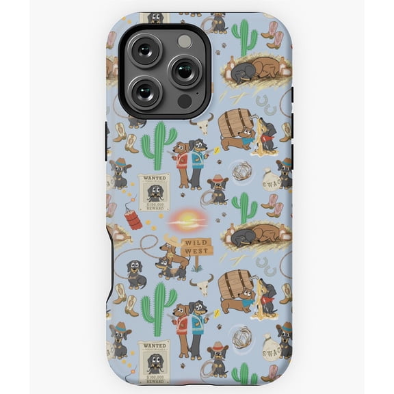 Cowboy Dachshunds Wild West Pattern Phone Case for iPhone 16 15 14 13 12 11 Pro Max