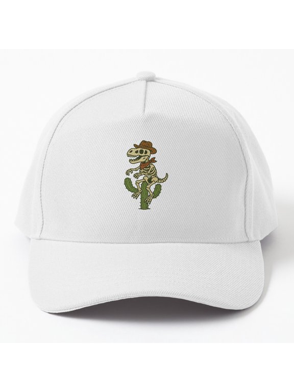 Cowboy Dino Baseball Cap, Wild West Fossil Character Design, Classic Everyday Hat