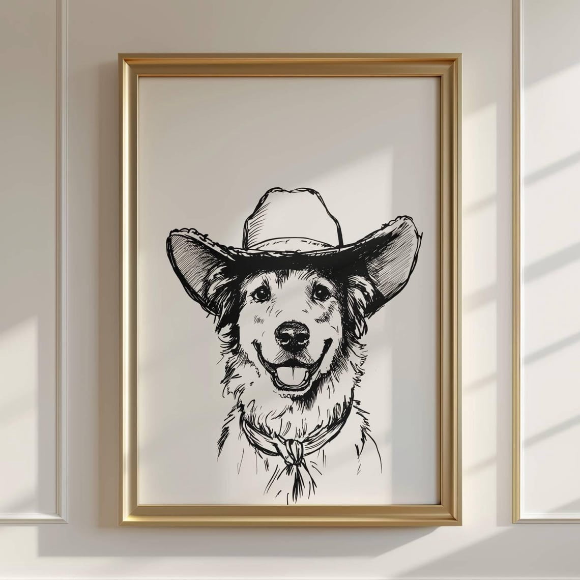 Cowboy Dog Wall Art Western Style Poster Homely Modern Arts Above Bed ...
