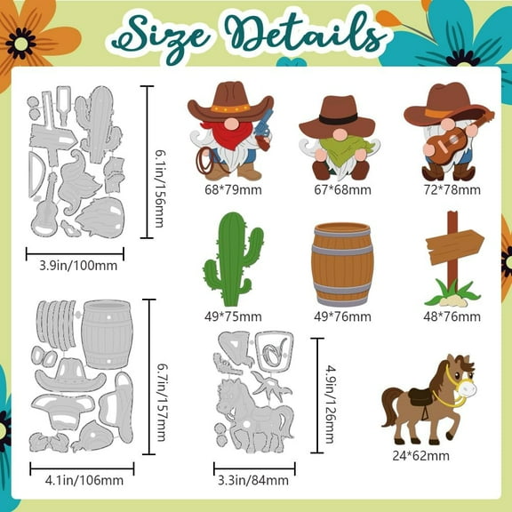Cowboy Dwarf Cutting Dies for Card Making Cactus Dies Carbon Steel Cut Die Stencils Scrapbooking Embossing Template Dies for Paper Crafting DIY Photo Album Birthday Card Decor