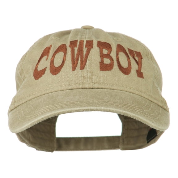 Cowboy Embroidered Washed Cap - Khaki OSFM