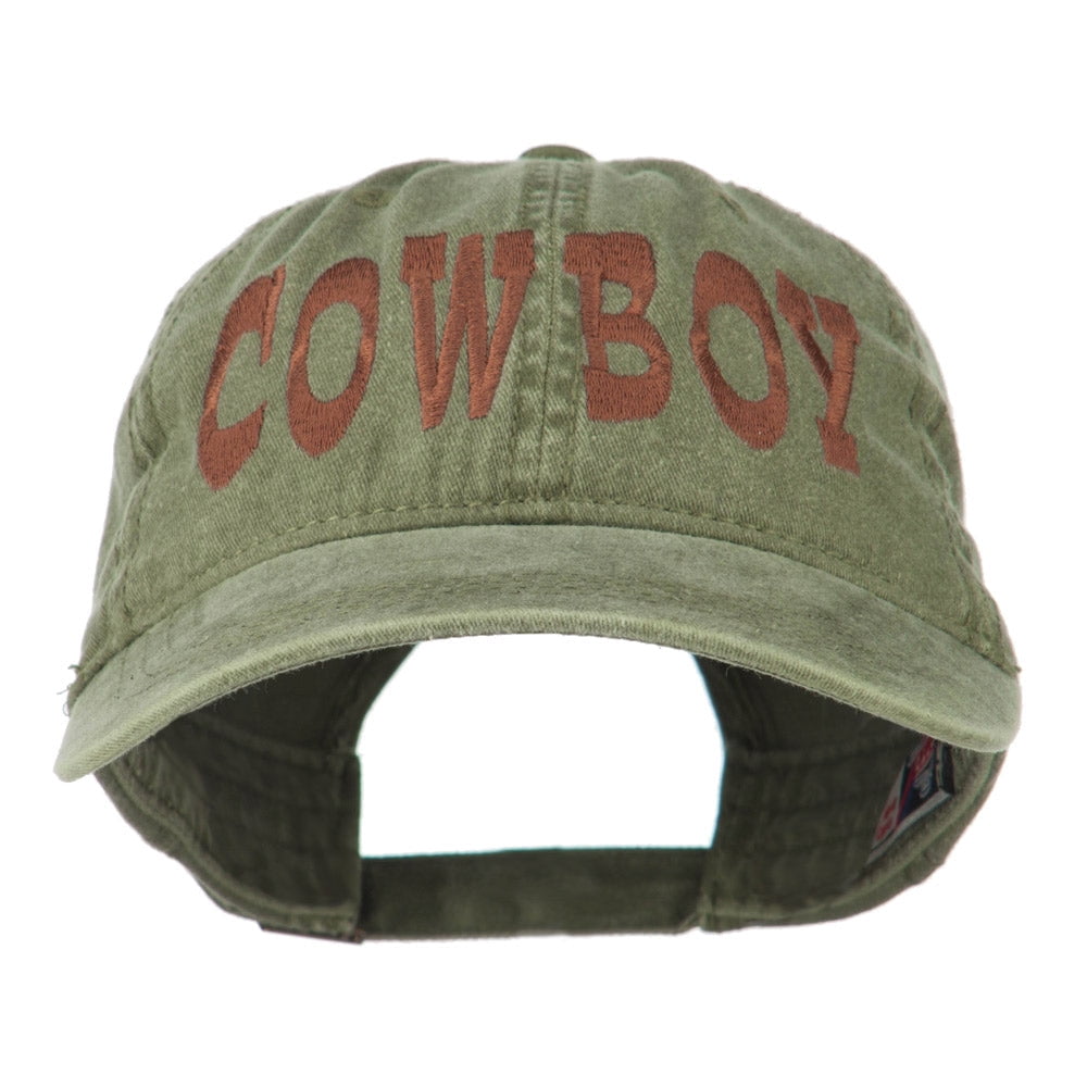 Olive Green Embroidered Cowboy Hat COWBOY HAT Embroidered Olive Green Otto Foam Mesh Back  main image 3