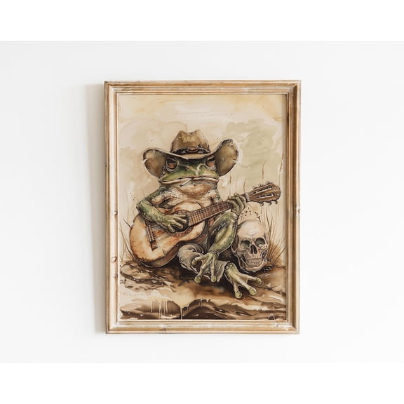 Cowboy Frog Poster,Colorful Frog,Southwest Desert Cowboy Art,College Dorm Art,Retro Cowboy Frog,Southern Decor,Vintage Cowboy Frog, 24x36 UNFRAMED