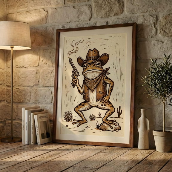 Cowboy Frog Print, Quirky Western Animal Art