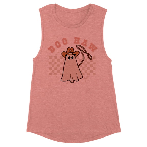 Cowboy Ghost Boo Haw Women's Muscle Tank Medium Desert Pink