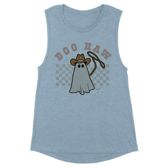 Cowboy Ghost Boo Haw Women's Muscle Tank X-Large Stonewash Denim