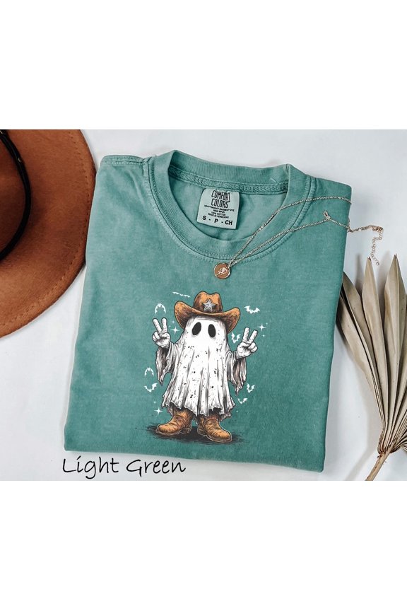 Cowboy Ghost Cute Fall T-Shirt All Size S-3XL