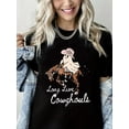 thumbnail image 1 of Cowboy Ghost Print Halloween Short Sleeve Shirt for Women, 1 of 4