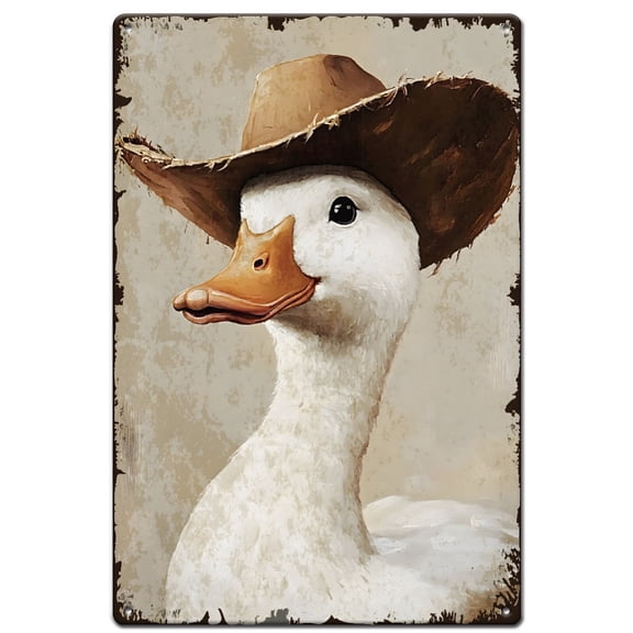 Cowboy Goose Metal Signs Animal Tin Sign Vintage Tin Signs Cowboy Silly Goose Wall Art Funny Retro Decor for Farmhouse Living Room Bedroom Bathroom
