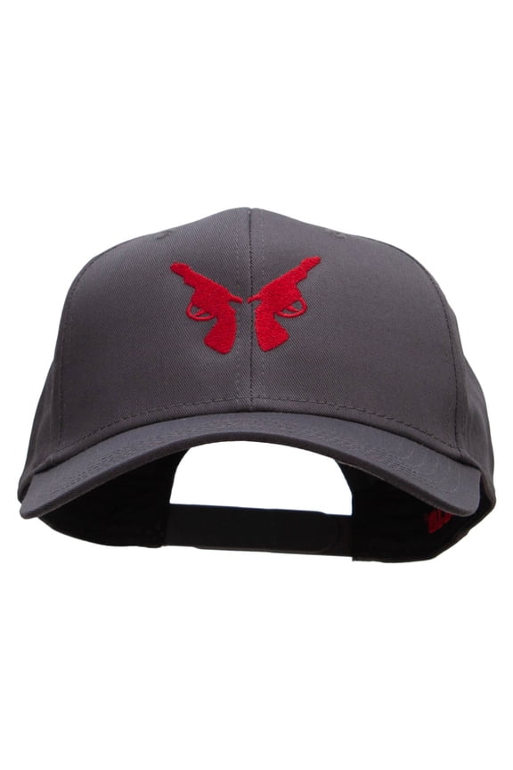 Cowboy Gun Embroidered Solid Cotton Twill Pro Style Cap - Charcoal OSFM