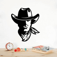 thumbnail image 1 of Cowboy Half Face Portrait Silhouette Classic Cowboy Things Cowboy Hat Bandanna Vinyl Wall Art Wall Sticker Decal Home Kids Room Study Room Boys Wall Décoration Design Wall Décor Size(40x24 inch), 1 of 3