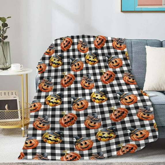 Cowboy Halloween Blanket Gifts Flannel Lightweight Soft Cozy Halloween Cowboy Cactus Ghosts Blankets Throws Bedding Couch Sofa Bedroom Travel Girls Boys 60"x80" for Adult