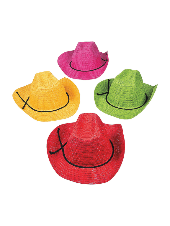 Party Wear Unisex Wild West Paper Party Cowboy Hat, Assorted, Adult, 12 Count