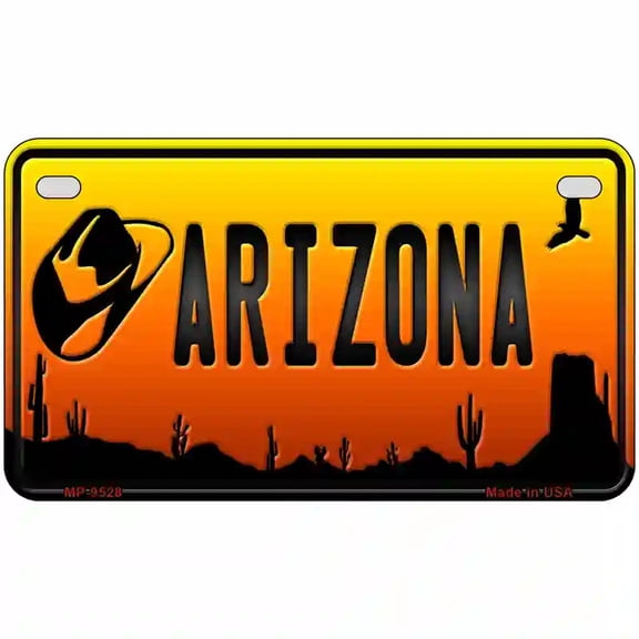 Cowboy Hat Arizona Scenic Novelty Metal License Plate 7" x 4" Motorcycle